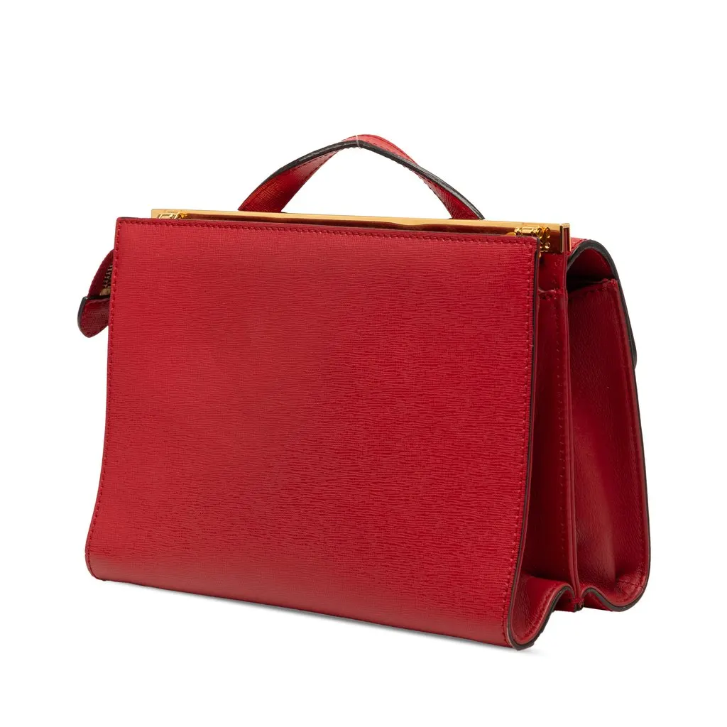 Fendi Small Leather Demi Jour Top Handle Bag Red Leather Very good - Back View