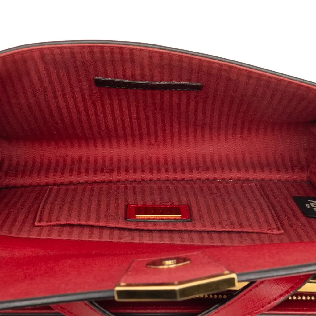 Fendi Small Leather Demi Jour Top Handle Bag Red Leather Very good - Model View