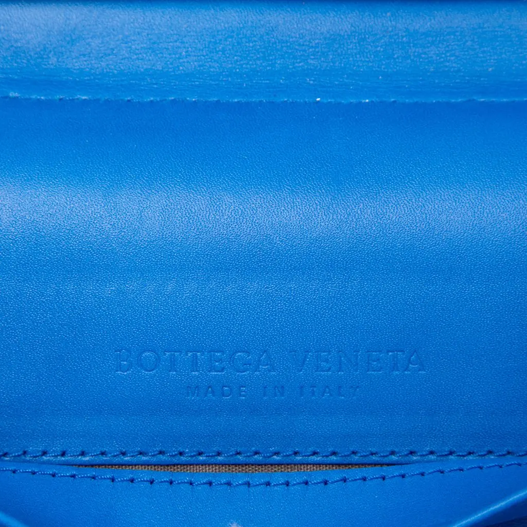 Bottega Veneta Nappa Intrecciato Double Zip Wristlet Clutch Blue Leather Very good - Box View