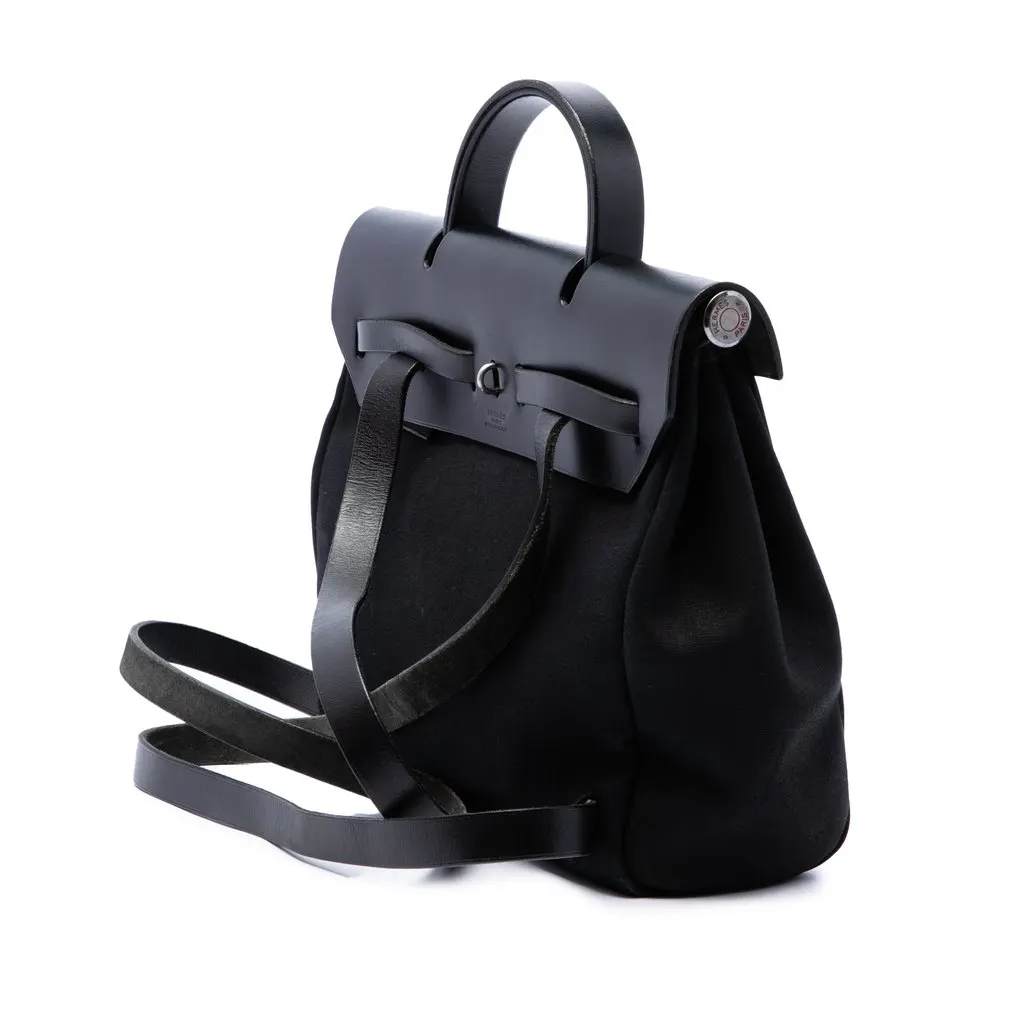 Hermès Toile Herbag Backpack PM Black Canvas Very good - Back View