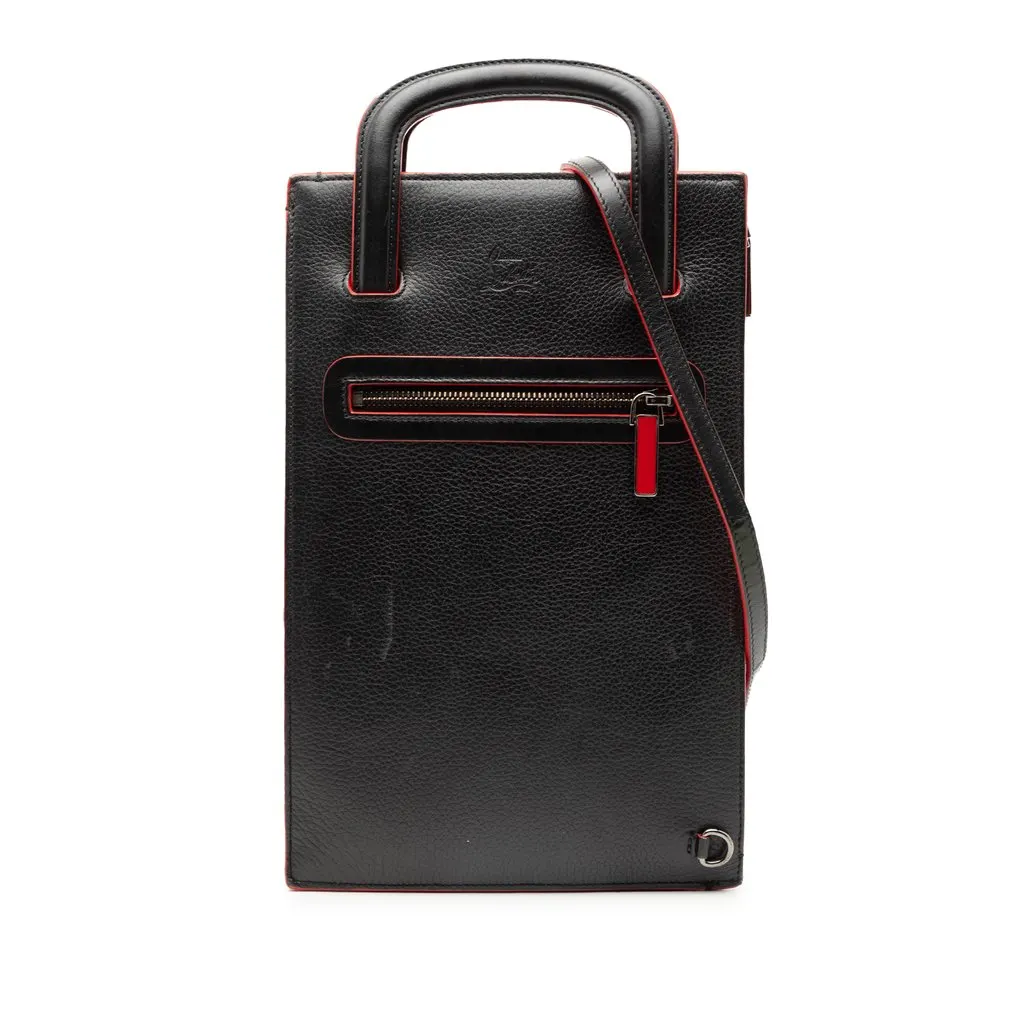Christian Louboutin Leather Trick Track Satchel Black Leather Very good - Front View