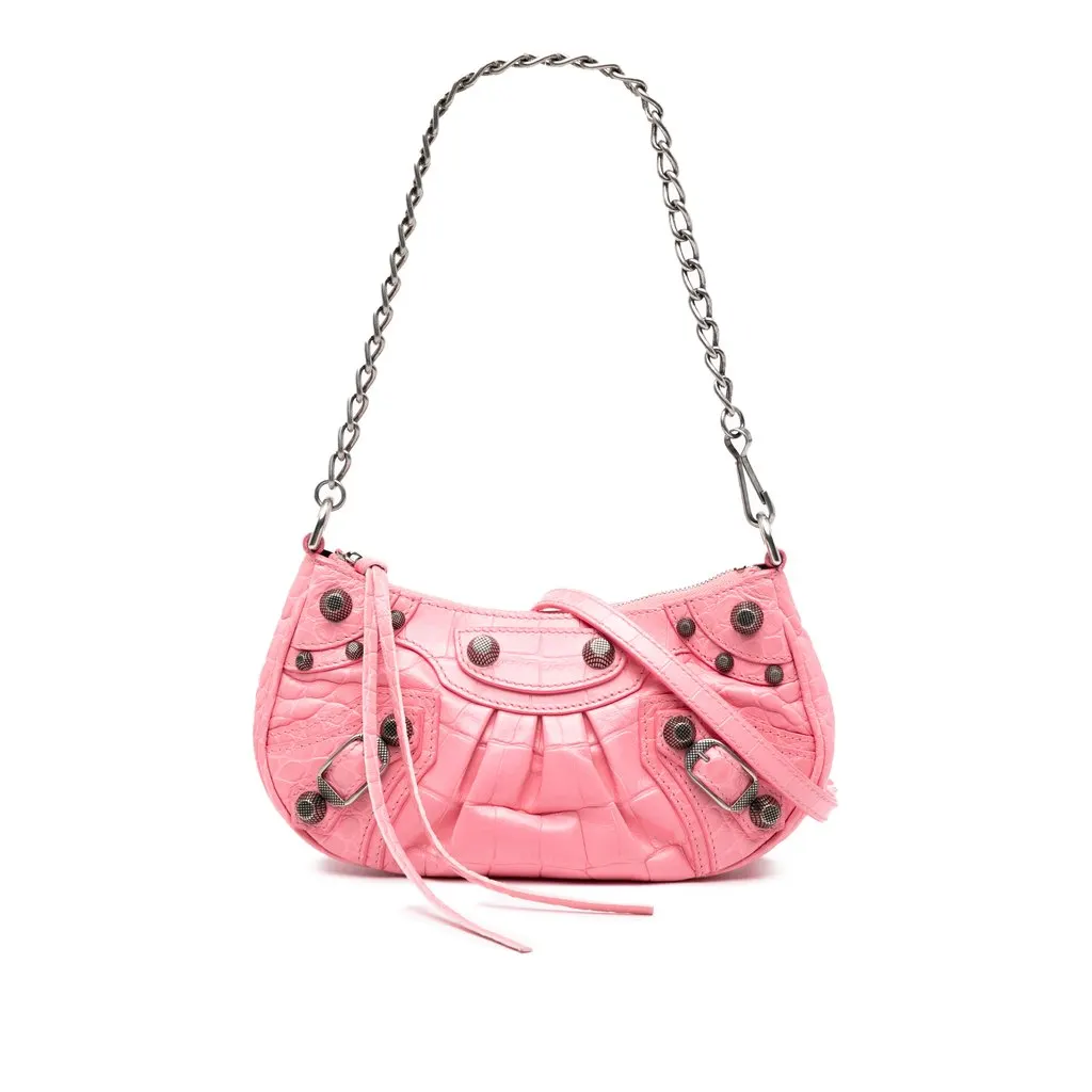 Balenciaga Mini Embossed Leather Motocross Le Cagole Pink Leather Very good - Front View