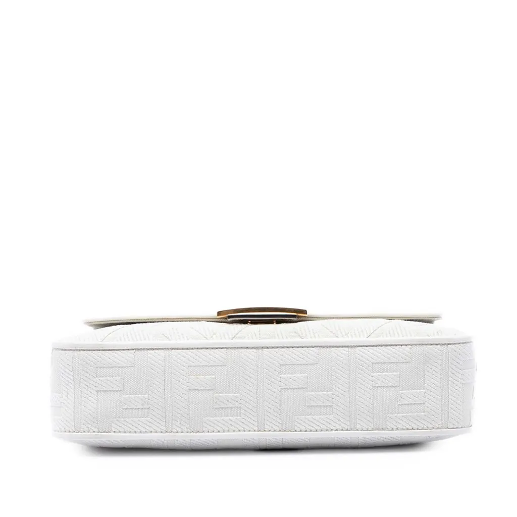 Fendi Zucca Embroidered Canvas Baguette Satchel White Very good - Inside View