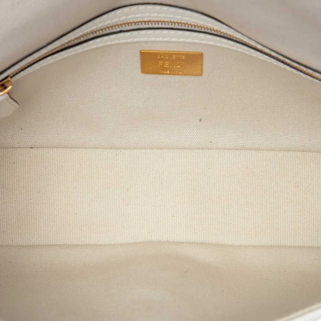 Fendi Zucca Embroidered Canvas Baguette Satchel White Very good - Model View