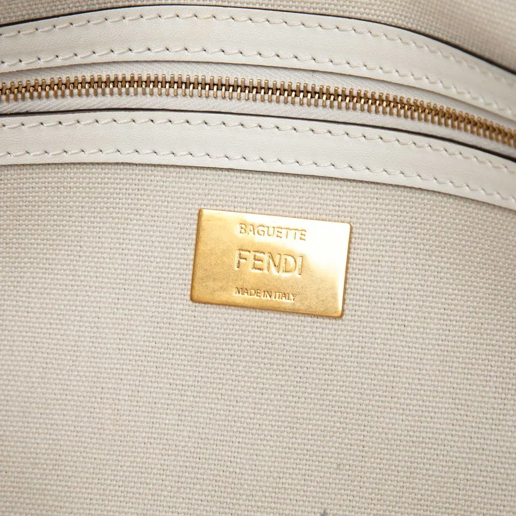 Fendi Zucca Embroidered Canvas Baguette Satchel White Very good - Box View