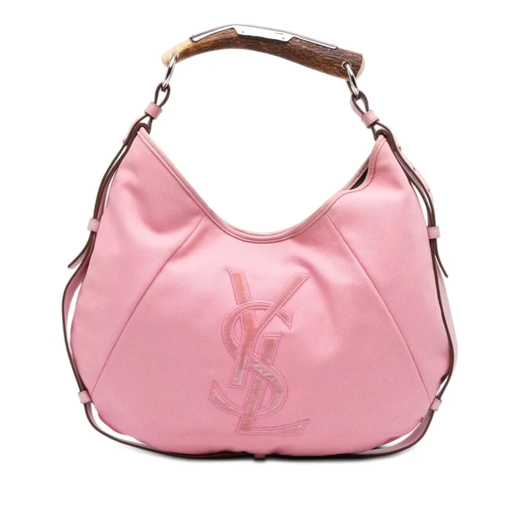 Saint Laurent Medium Canvas Mombasa Hobo Pink Very good - Front View