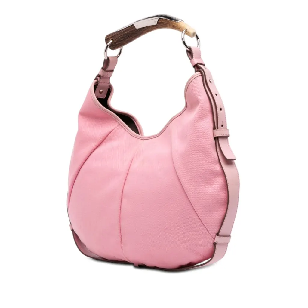 Saint Laurent Medium Canvas Mombasa Hobo Pink Very good - Back View