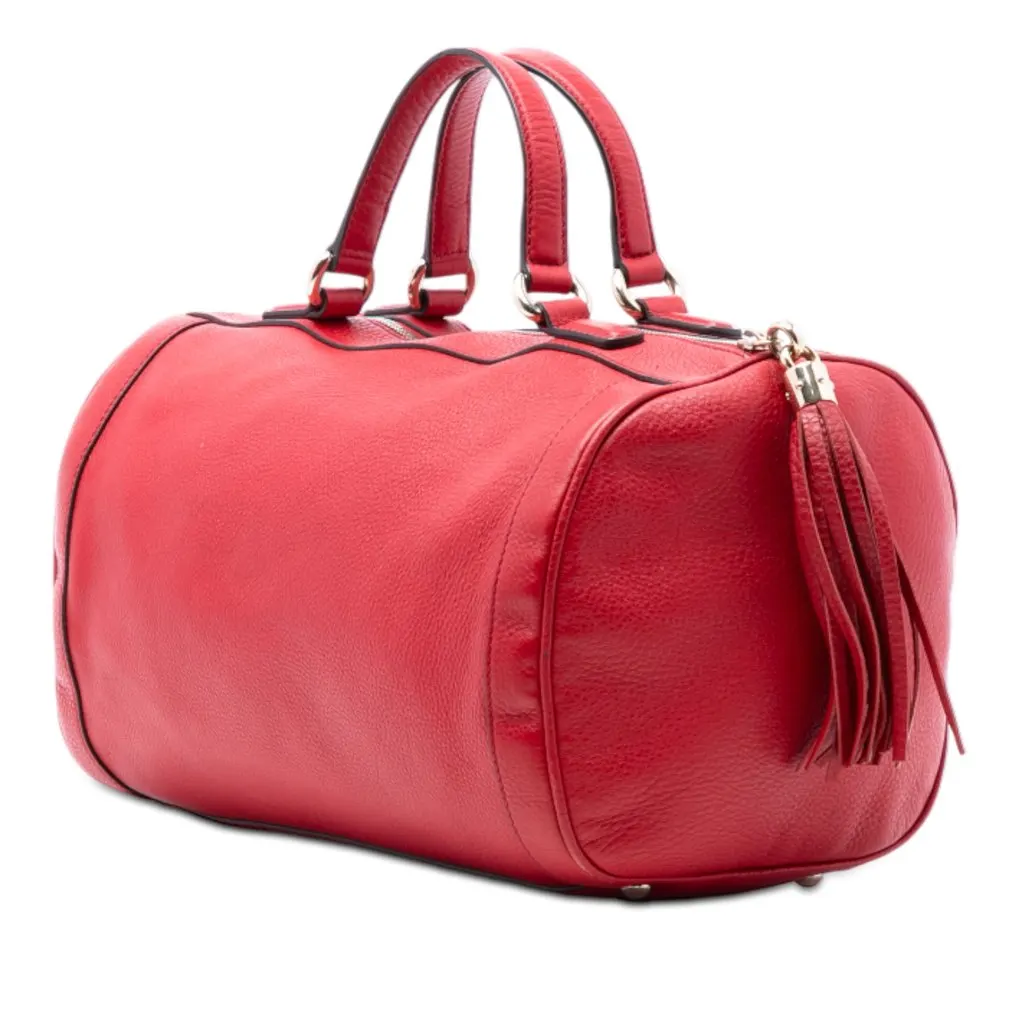 Gucci Medium Pebbled Calfskin Soho Boston Bag Red Leather Very good - Back View