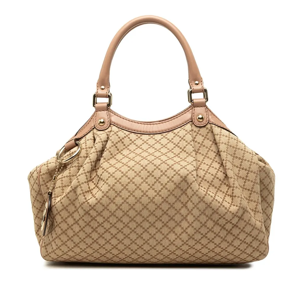 Gucci Medium Diamante Canvas Sukey Tote Beige Canvas Very good - Front View