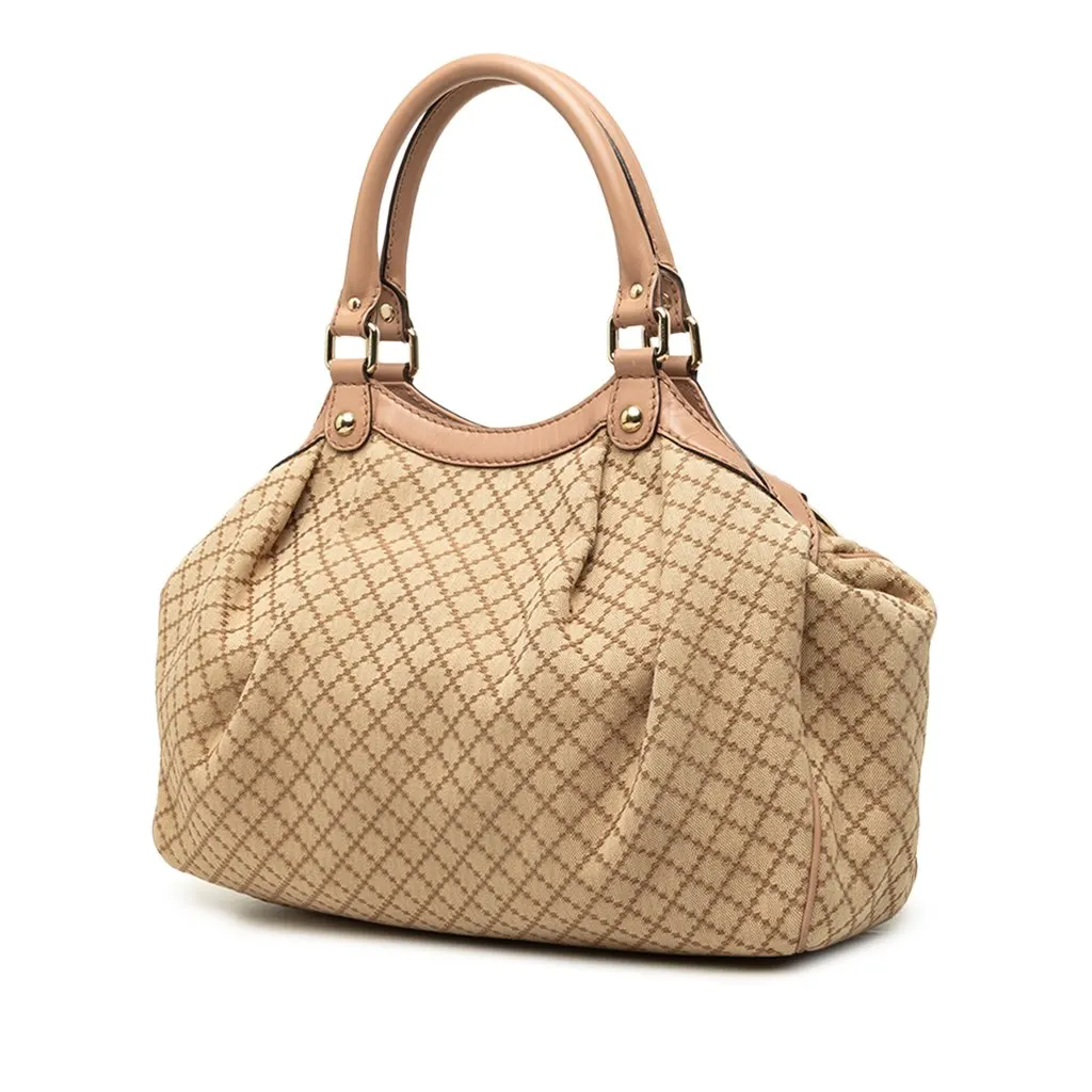 Gucci Medium Diamante Canvas Sukey Tote Beige Canvas Very good - Back View