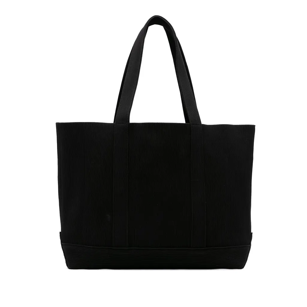 Alexander Wang Debossed Logo Ribbed Knit Ryan Tote Black Good - Front View