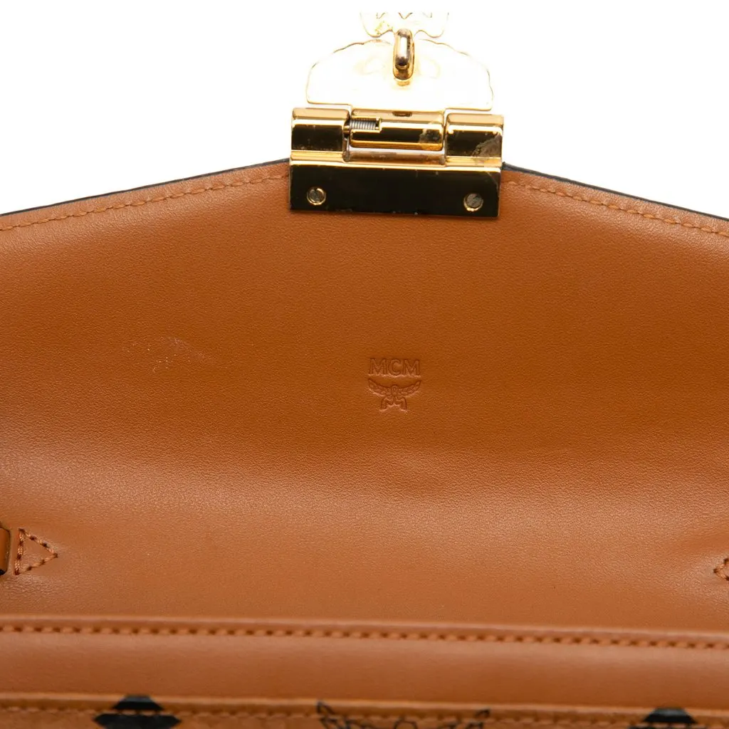 MCM Visetos Coated Canvas Patricia Wallet on Chain Brown Very good - Box View