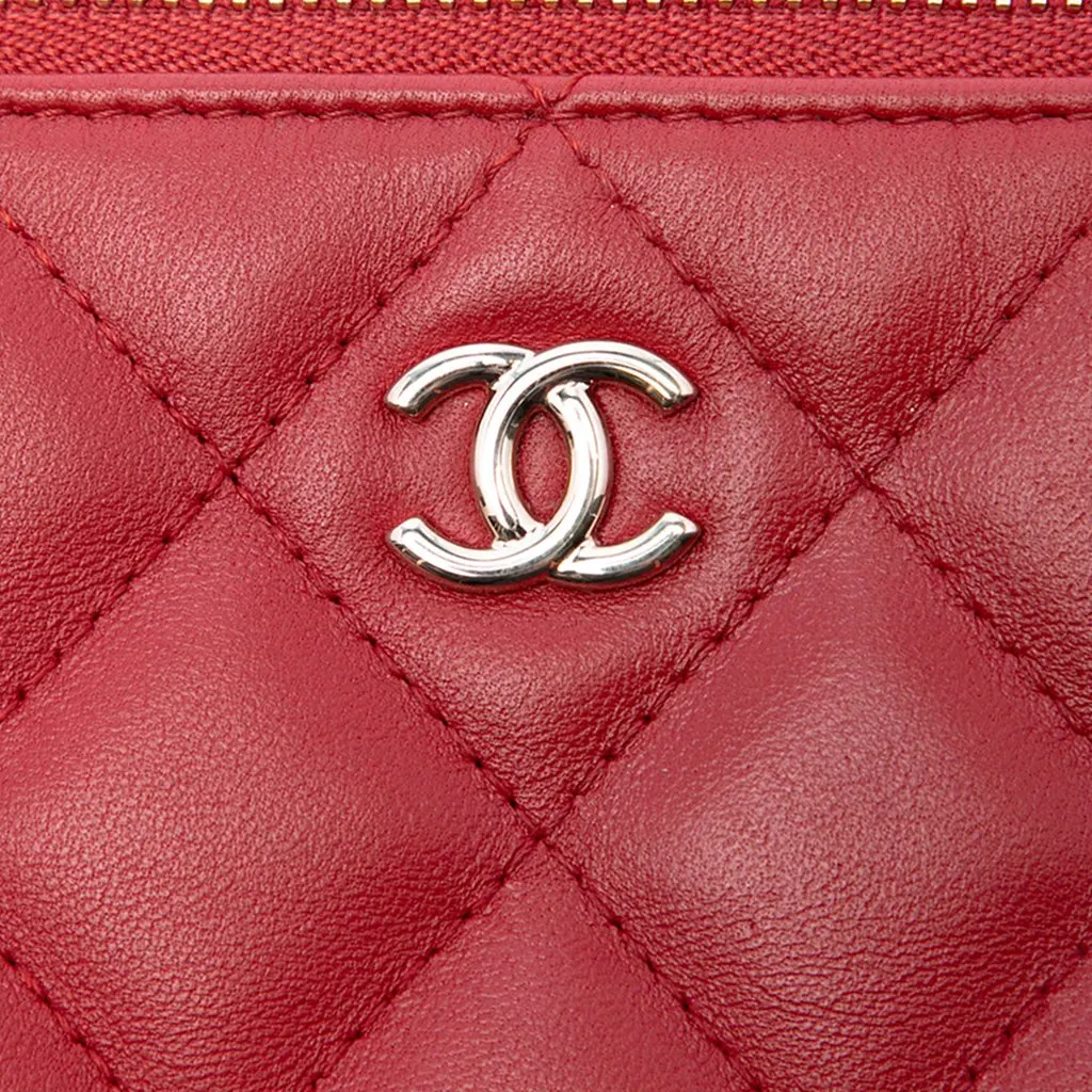 Chanel Medium Quilted Lambskin O Case Clutch Red Leather Very good - Box View