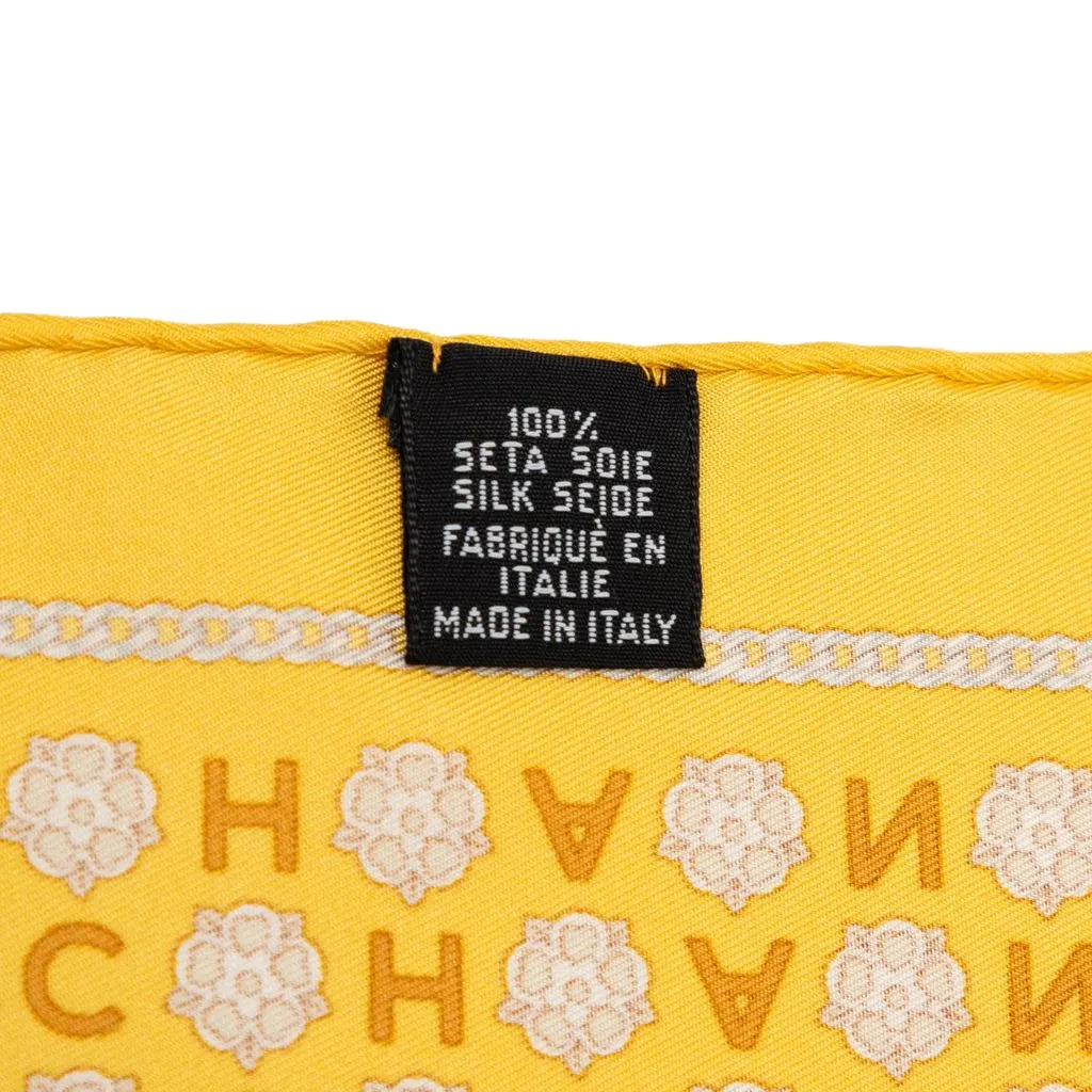 Chanel Camellia Logo Letters Silk Handkerchief Yellow Very good - Inside View