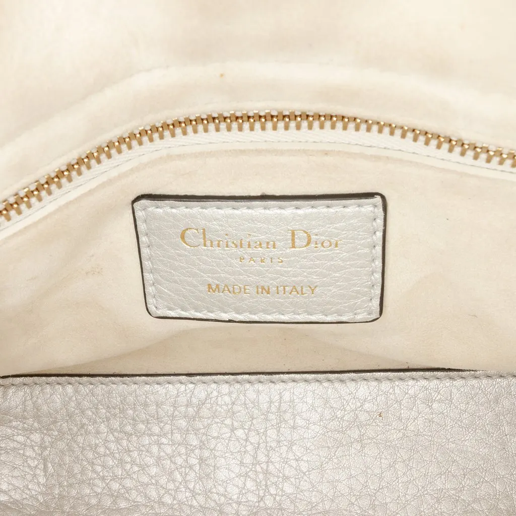 Dior Mini Metallic Grained Calfskin Cannage Lady Dior Silver Leather Very good - Box View