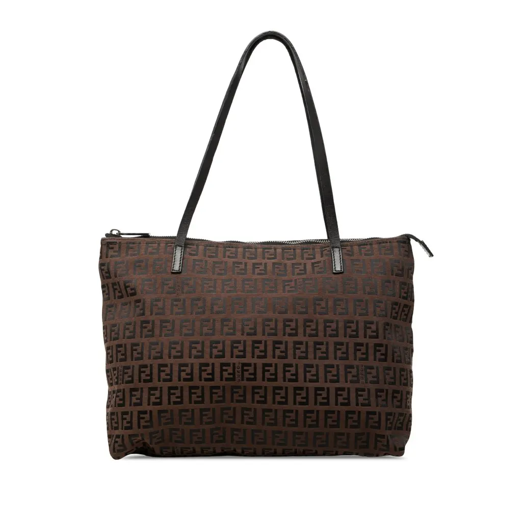 Fendi Small Zucchino Canvas Tote Brown Very good - Front View