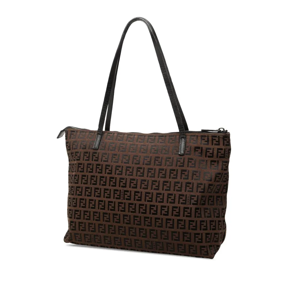 Fendi Small Zucchino Canvas Tote Brown Very good - Back View