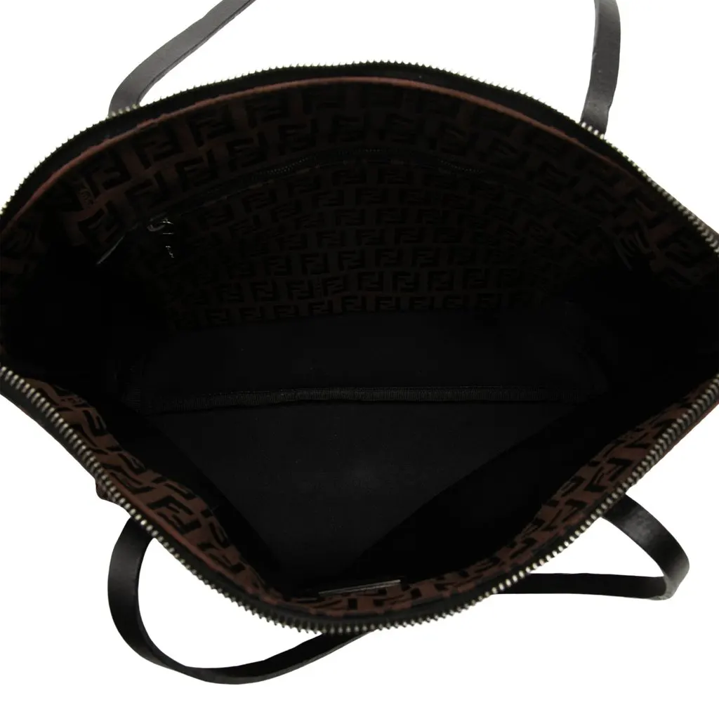 Fendi Small Zucchino Canvas Tote Brown Very good - Model View