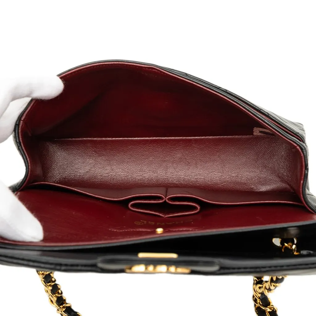 Chanel Small Classic Lambskin Double Flap Black Leather Very good - Model View