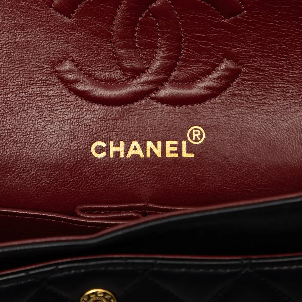 Chanel Small Classic Lambskin Double Flap Black Leather Very good - Box View
