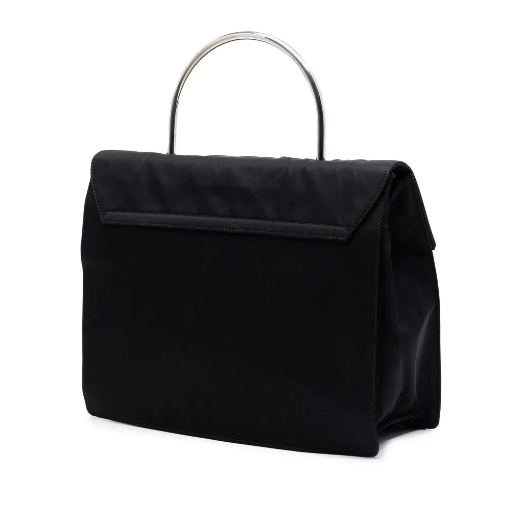 Prada Tessuto Metal Handle Bag Black Very good - Back View