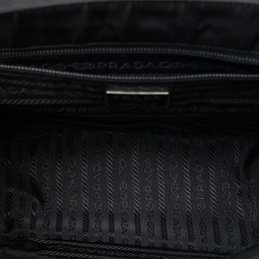 Prada Tessuto Metal Handle Bag Black Very good - Model View