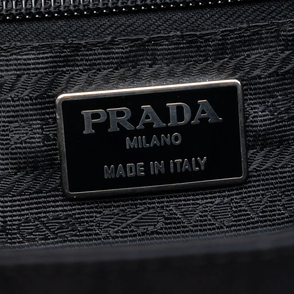 Prada Tessuto Metal Handle Bag Black Very good - Box View