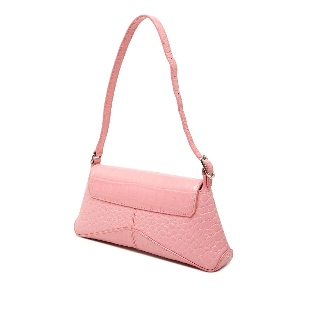 Balenciaga Small Croc Embossed Leather XX Flap Pink Leather Very good - Back View