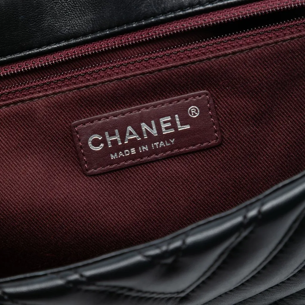 Chanel Jumbo Classic Chevron Lambskin Double Stitch Single Flap Black Leather Very good - Box View