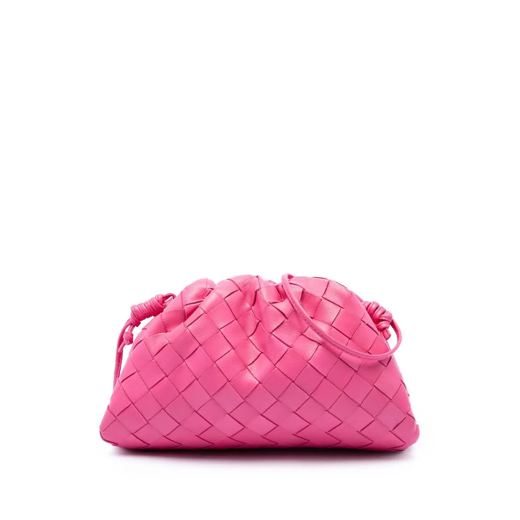 Bottega Veneta Nappa Intrecciato The Mini Pouch Crossbody Pink Leather Very good - Front View