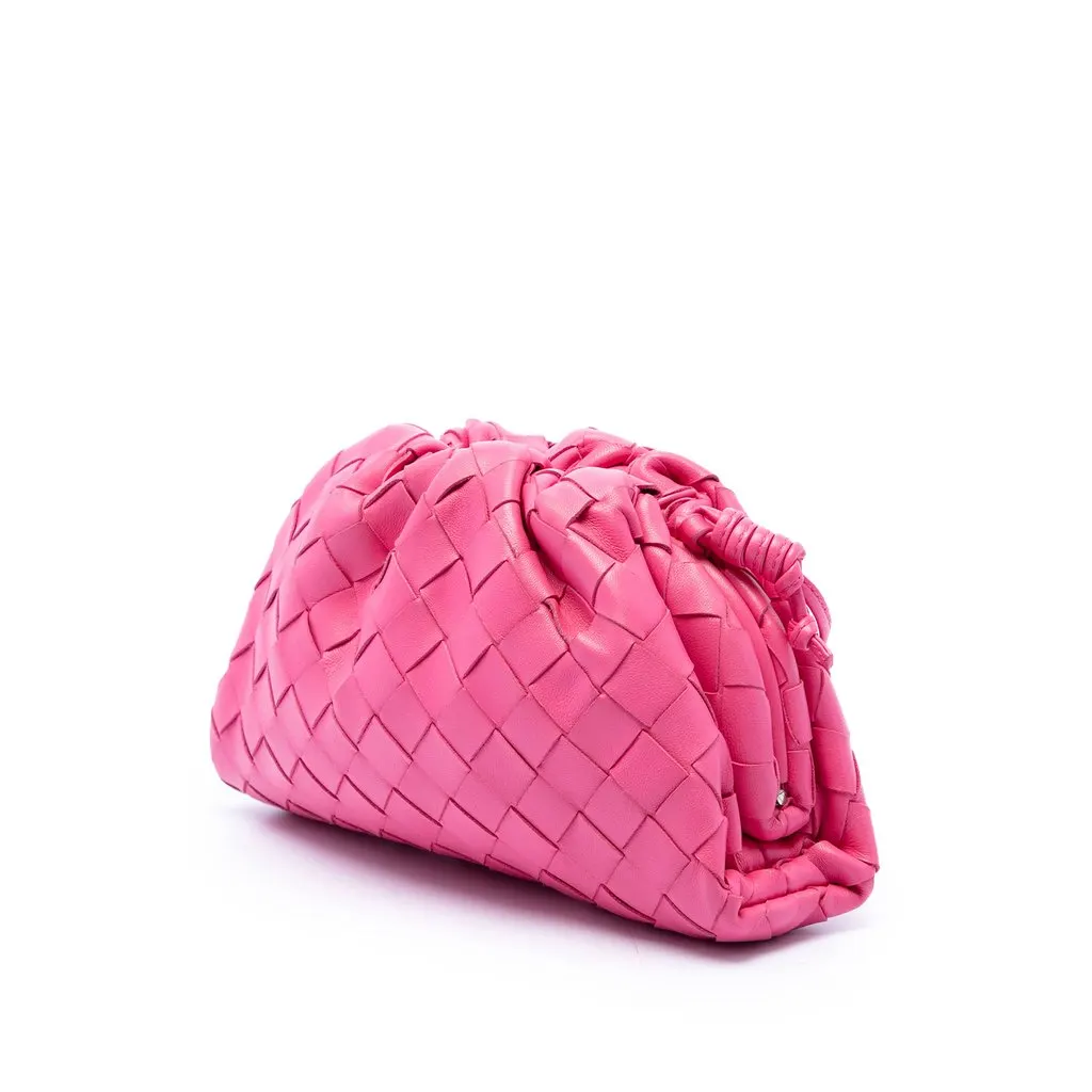 Bottega Veneta Nappa Intrecciato The Mini Pouch Crossbody Pink Leather Very good - Back View