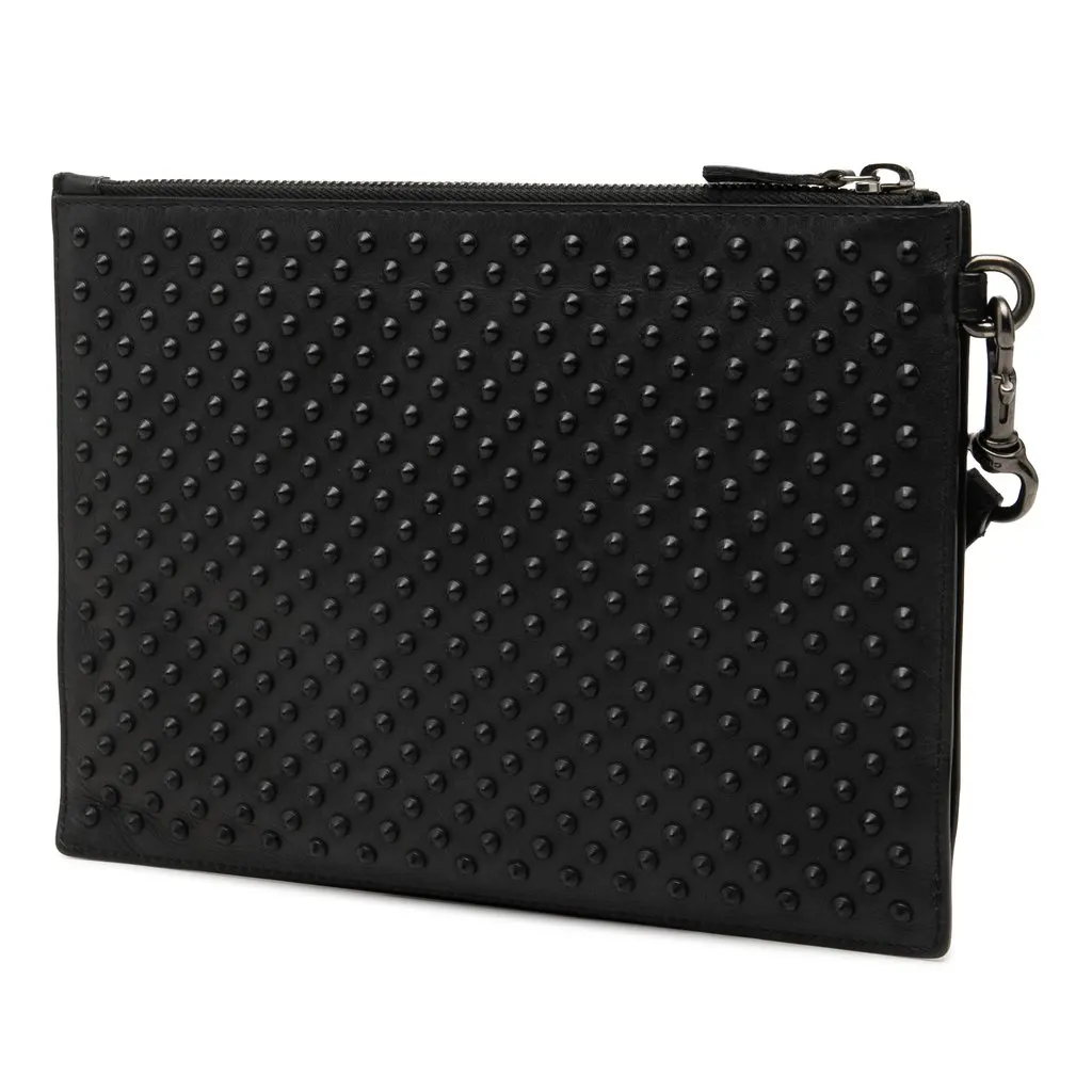 Gucci Studded Calfskin Clutch Black Leather Very good - Back View