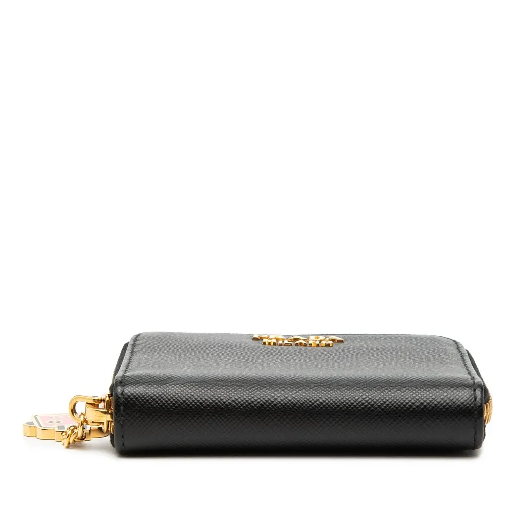 Prada Saffiano Zip Around Coin Pouch Black Leather Very good - Inside View