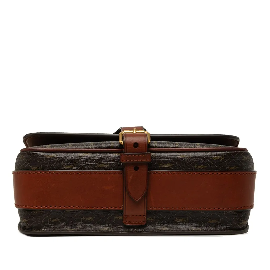 Saint Laurent Medium Coated Canvas Le Monogramme Buckle Crossbody Brown Canvas Good - Inside View