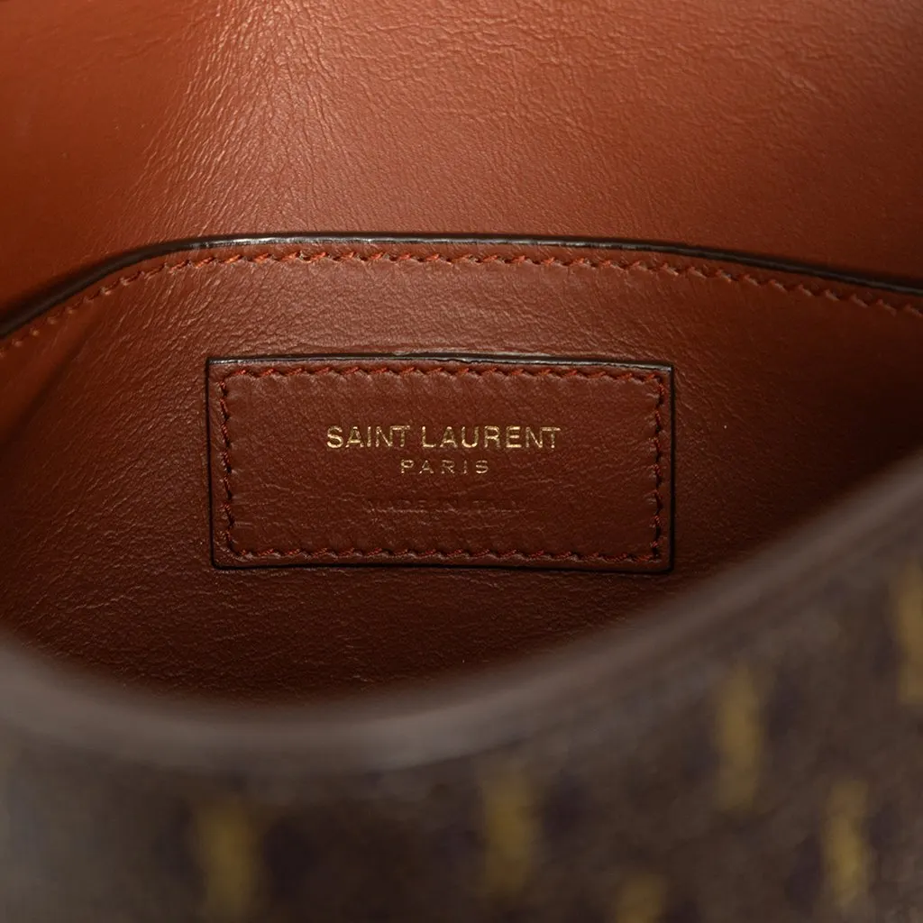 Saint Laurent Medium Coated Canvas Le Monogramme Buckle Crossbody Brown Canvas Good - Box View