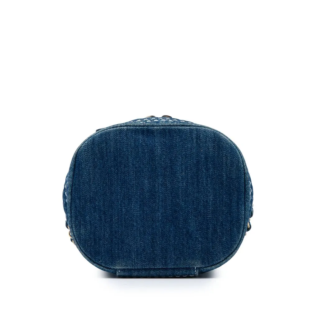 Chanel CC Quilted Denim Trip Vanity Case with Chain Blue Very good - Inside View