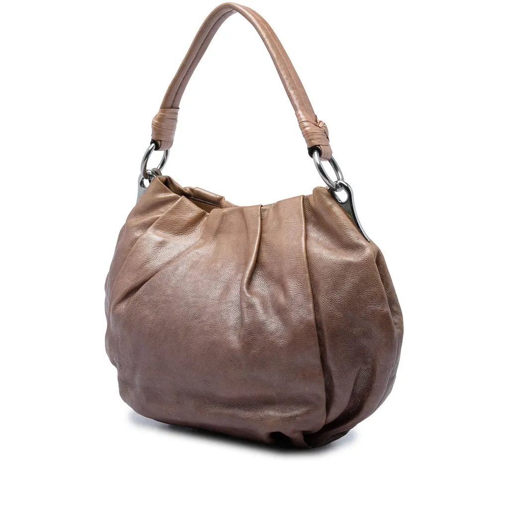 Prada Sfumato Naplak Glace Calfskin Hobo Brown Leather Very good - Back View