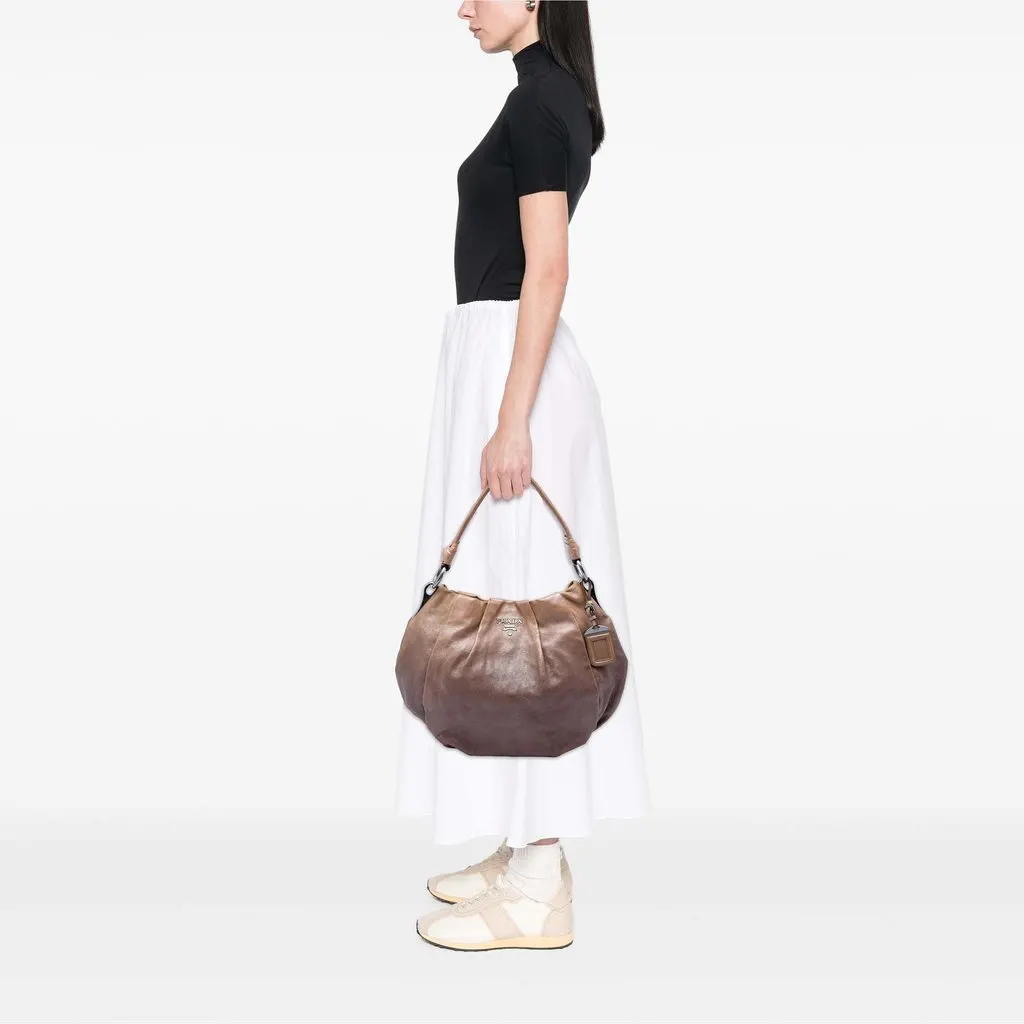Prada Sfumato Naplak Glace Calfskin Hobo Brown Leather Very good - Box View