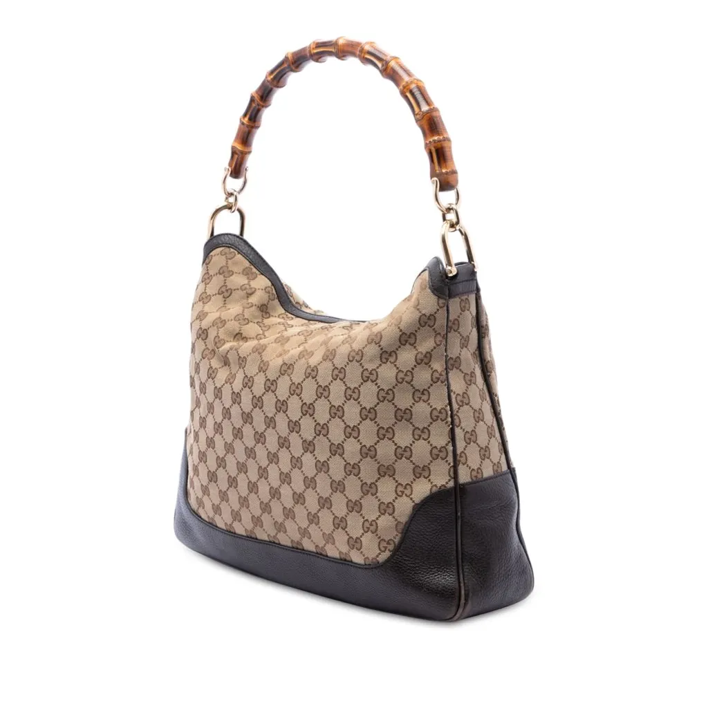 Gucci GG Canvas Bamboo Diana Satchel Beige Canvas Good - Back View