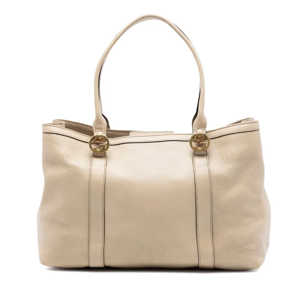 Gucci Pebbled Leather Miss GG Tote Brown Leather Very good - Front View