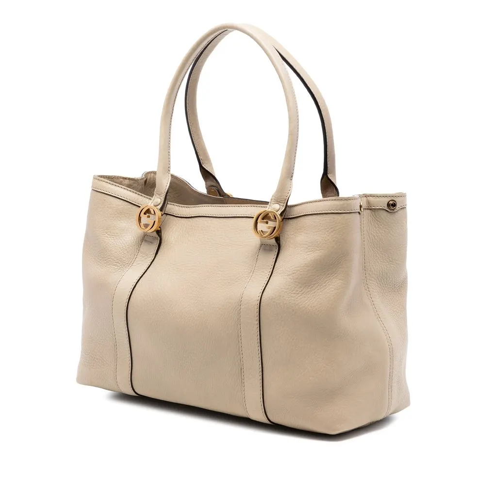 Gucci Pebbled Leather Miss GG Tote Brown Leather Very good - Back View