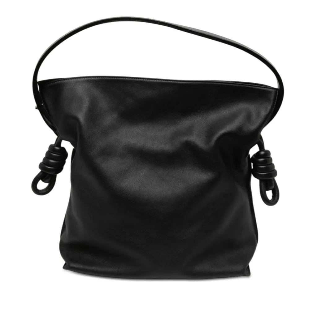 Loewe Large Calfskin Flamenco Knot Clutch Black Leather Very good - Front View