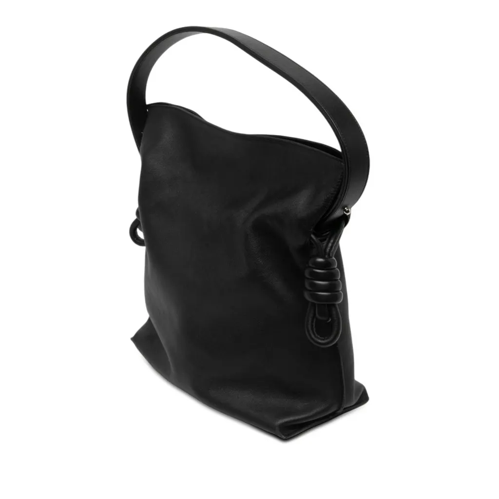 Loewe Large Calfskin Flamenco Knot Clutch Black Leather Very good - Back View
