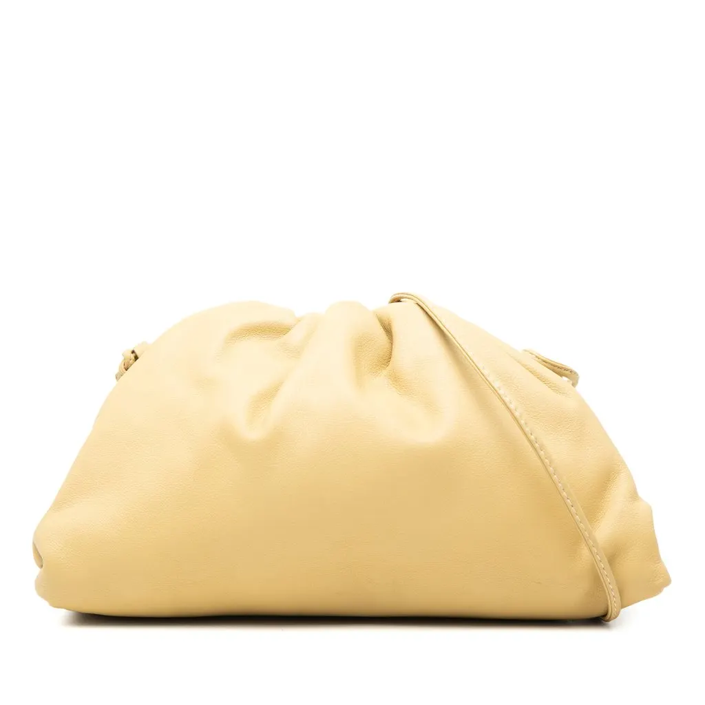 Bottega Veneta Lambskin The Mini Pouch Crossbody Yellow Leather Very good - Front View