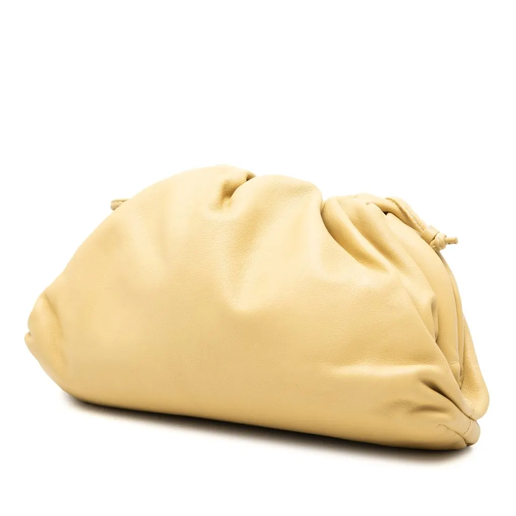 Bottega Veneta Lambskin The Mini Pouch Crossbody Yellow Leather Very good - Back View