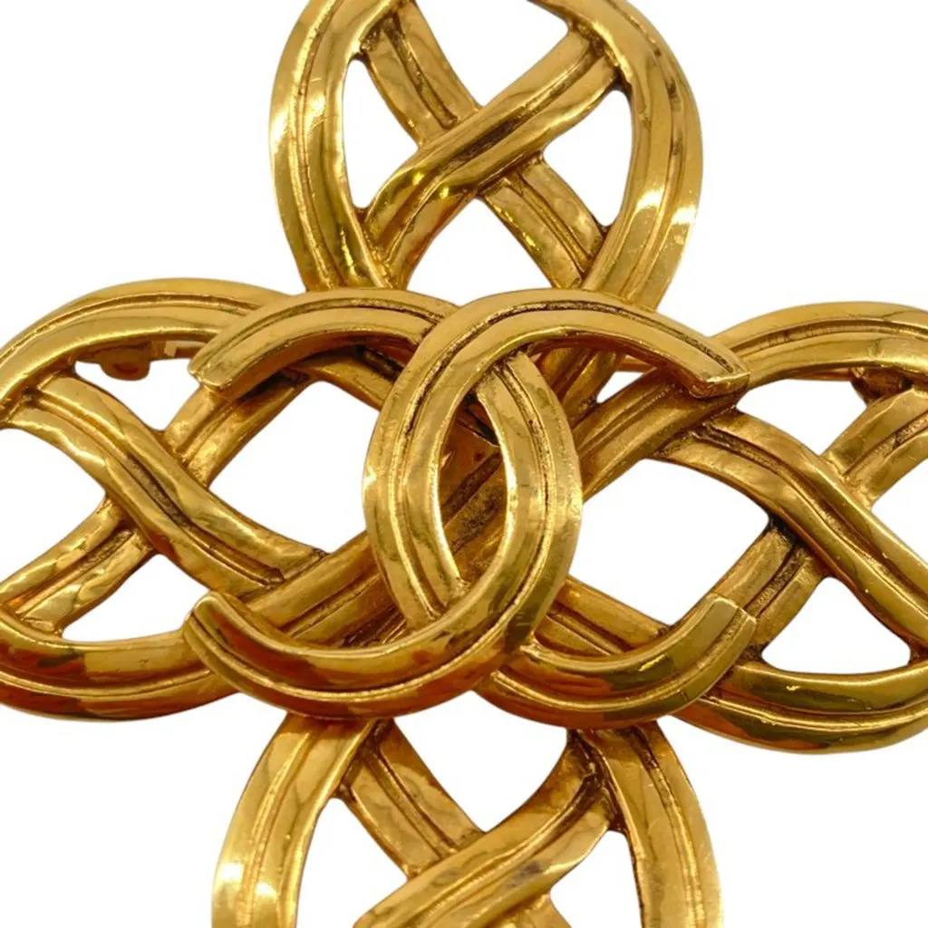 Chanel CC Gold Plated Infinity Brooch Gold Metal Good - Box View