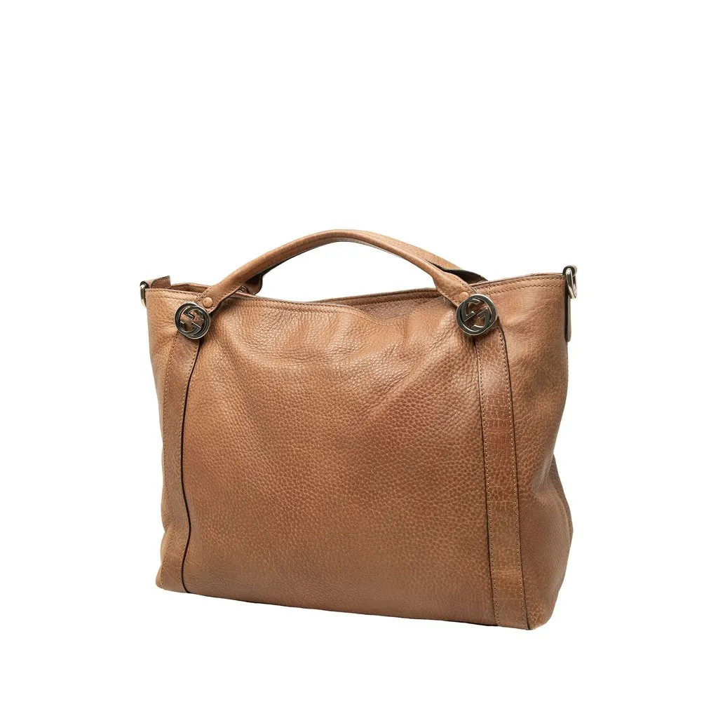 Gucci Medium Leather Miss GG Satchel Brown Leather Good - Back View