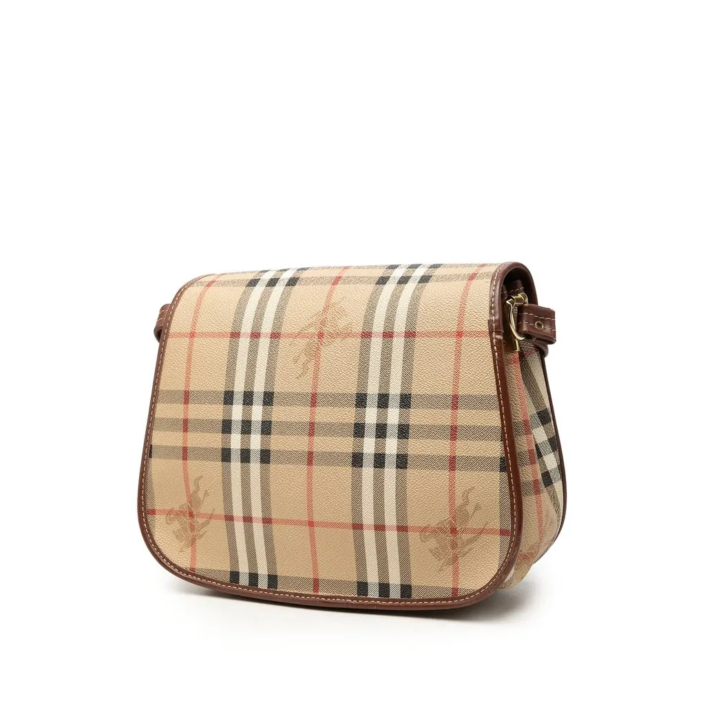 Burberry Haymarket Check Coated Canvas Crossbody Beige Canvas Very good - Back View