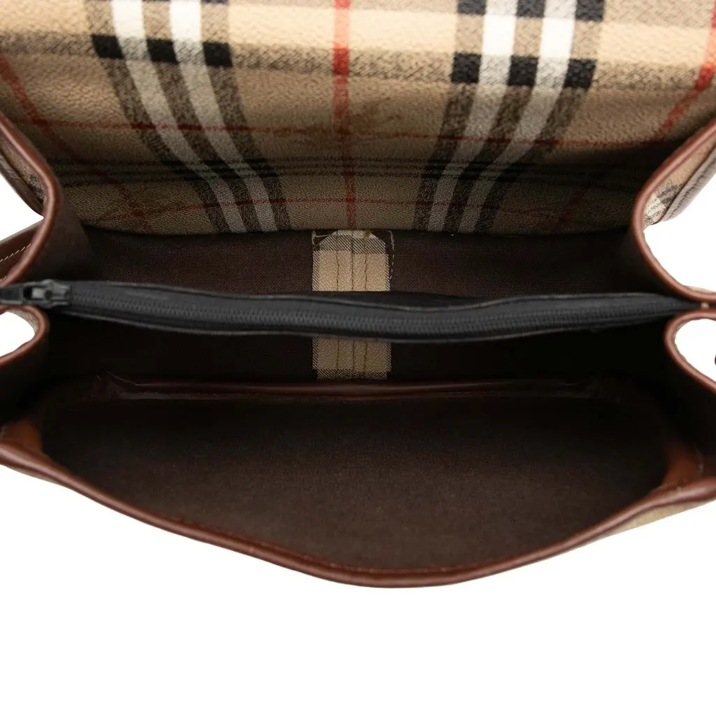 Burberry Haymarket Check Coated Canvas Crossbody Beige Canvas Very good - Model View