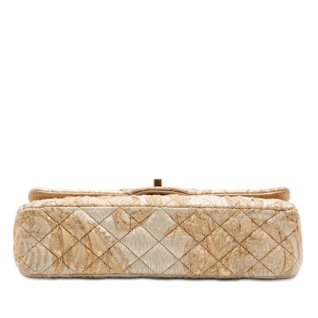 Chanel Medium Classic Embroidered Canvas Double Flap Beige Very good - Inside View